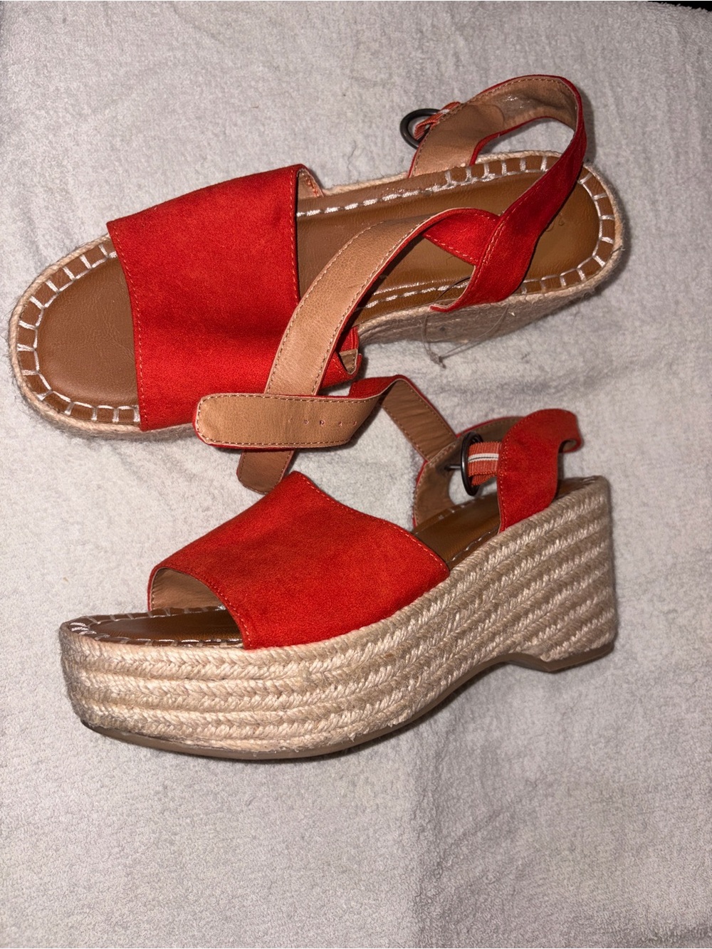 Red Espadrille Wedge Sandals - Women